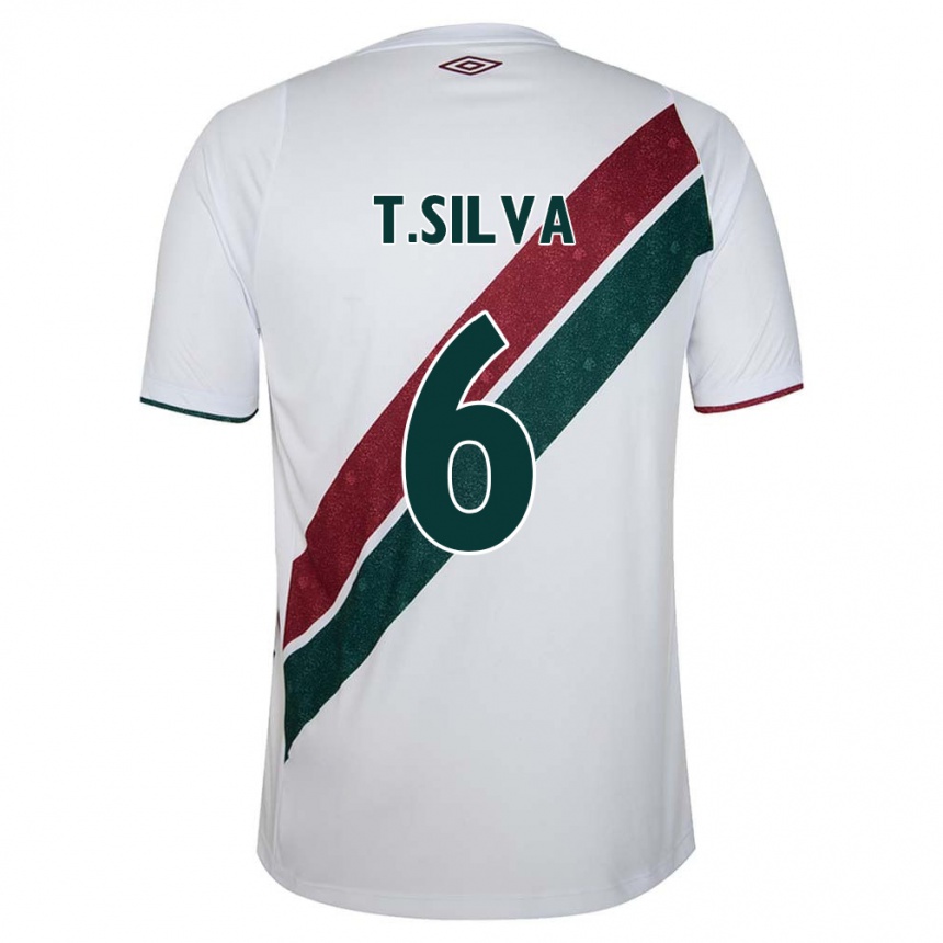 Kids Football Thiago Silva #6 White Green Maroon Away Jersey 2024/25 T-Shirt Canada