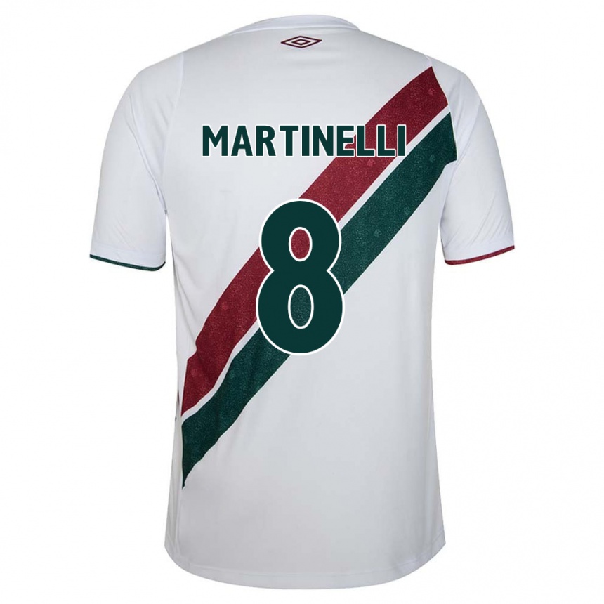 Kids Football Martinelli #8 White Green Maroon Away Jersey 2024/25 T-Shirt Canada