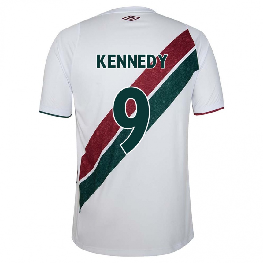 Enfant Football Maillot John Kennedy #9 Blanc Vert Bordeaux Tenues Extérieur 2024/25 Canada