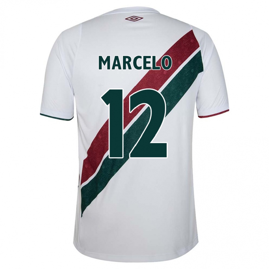 Enfant Football Maillot Marcelo #12 Blanc Vert Bordeaux Tenues Extérieur 2024/25 Canada