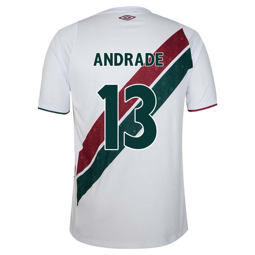 Kids Football Felipe Andrade #13 White Green Maroon Away Jersey 2024/25 T-Shirt Canada