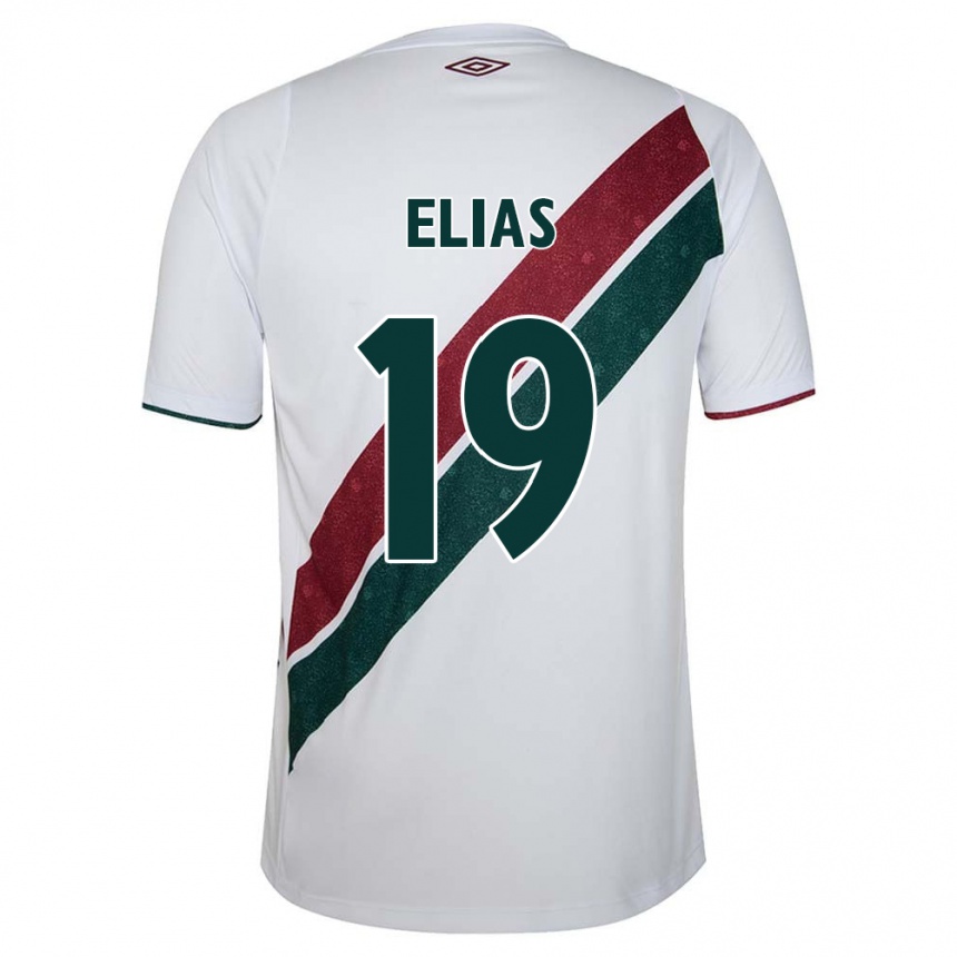 Kids Football Kauã Elias #19 White Green Maroon Away Jersey 2024/25 T-Shirt Canada