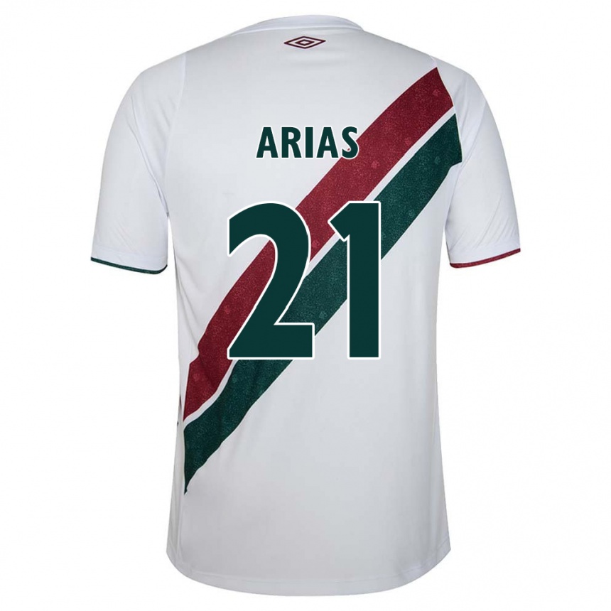 Kids Football Jhon Arias #21 White Green Maroon Away Jersey 2024/25 T-Shirt Canada