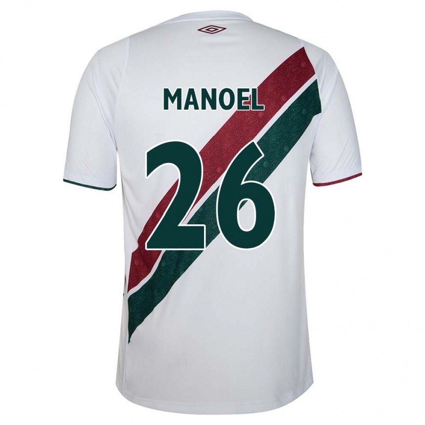 Enfant Football Maillot Manoel #26 Blanc Vert Bordeaux Tenues Extérieur 2024/25 Canada