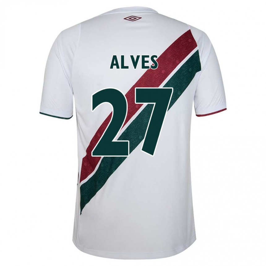 Enfant Football Maillot Felipe Alves #27 Blanc Vert Bordeaux Tenues Extérieur 2024/25 Canada