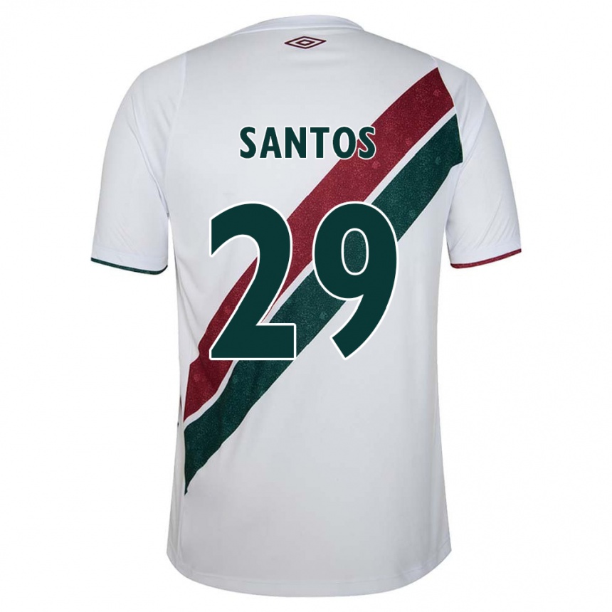 Kids Football Thiago Santos #29 White Green Maroon Away Jersey 2024/25 T-Shirt Canada