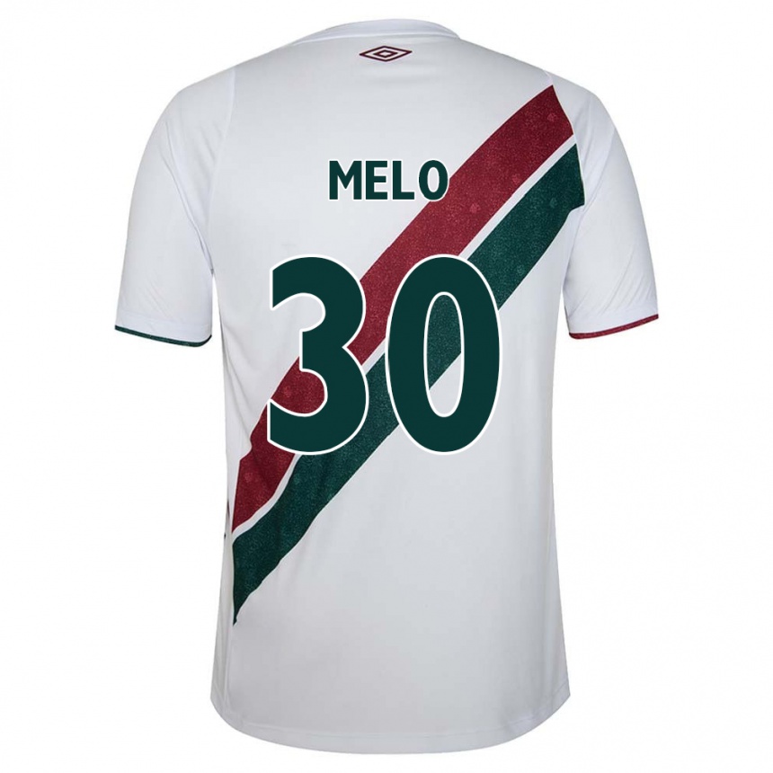 Kids Football Felipe Melo #30 White Green Maroon Away Jersey 2024/25 T-Shirt Canada