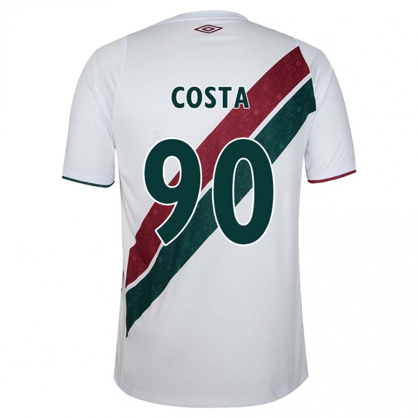 Kids Football Douglas Costa #90 White Green Maroon Away Jersey 2024/25 T-Shirt Canada