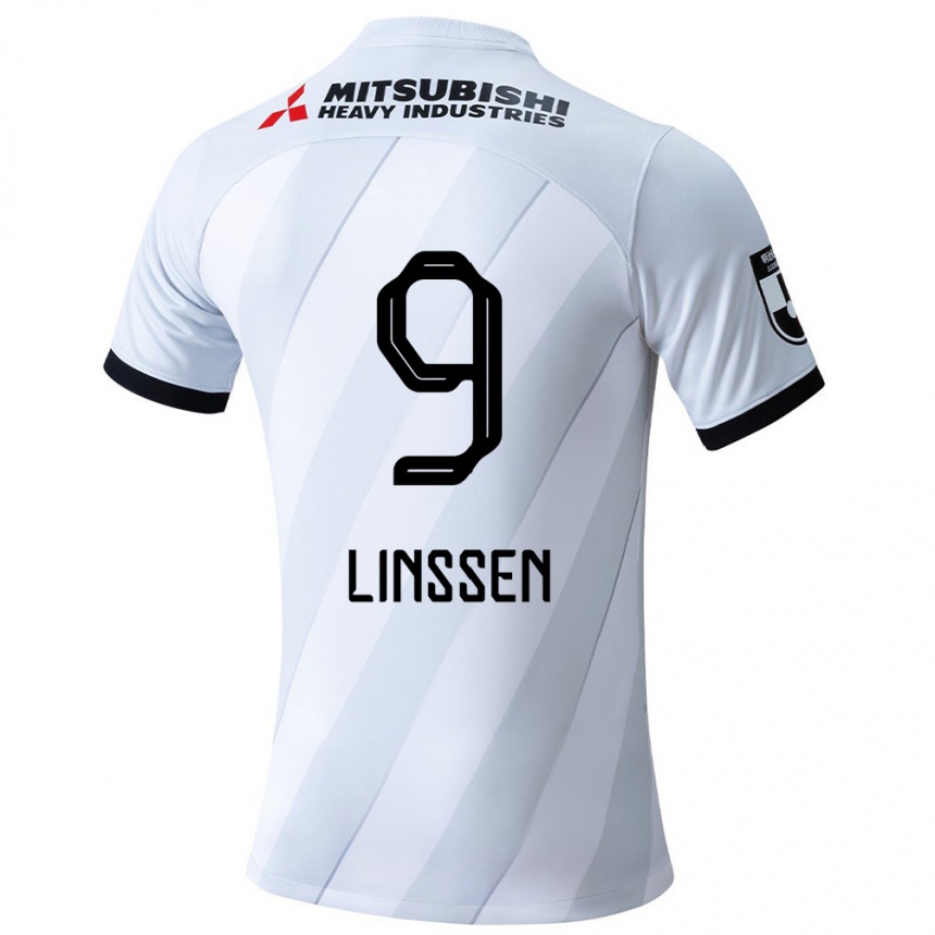 Kids Football Bryan Linssen #9 White Grey Away Jersey 2024/25 T-Shirt Canada