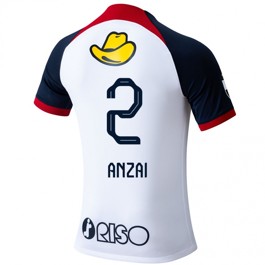 Enfant Football Maillot Koki Anzai #2 Blanc Bleu Rouge Tenues Extérieur 2024/25 Canada