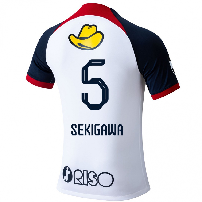 Enfant Football Maillot Ikuma Sekigawa #5 Blanc Bleu Rouge Tenues Extérieur 2024/25 Canada