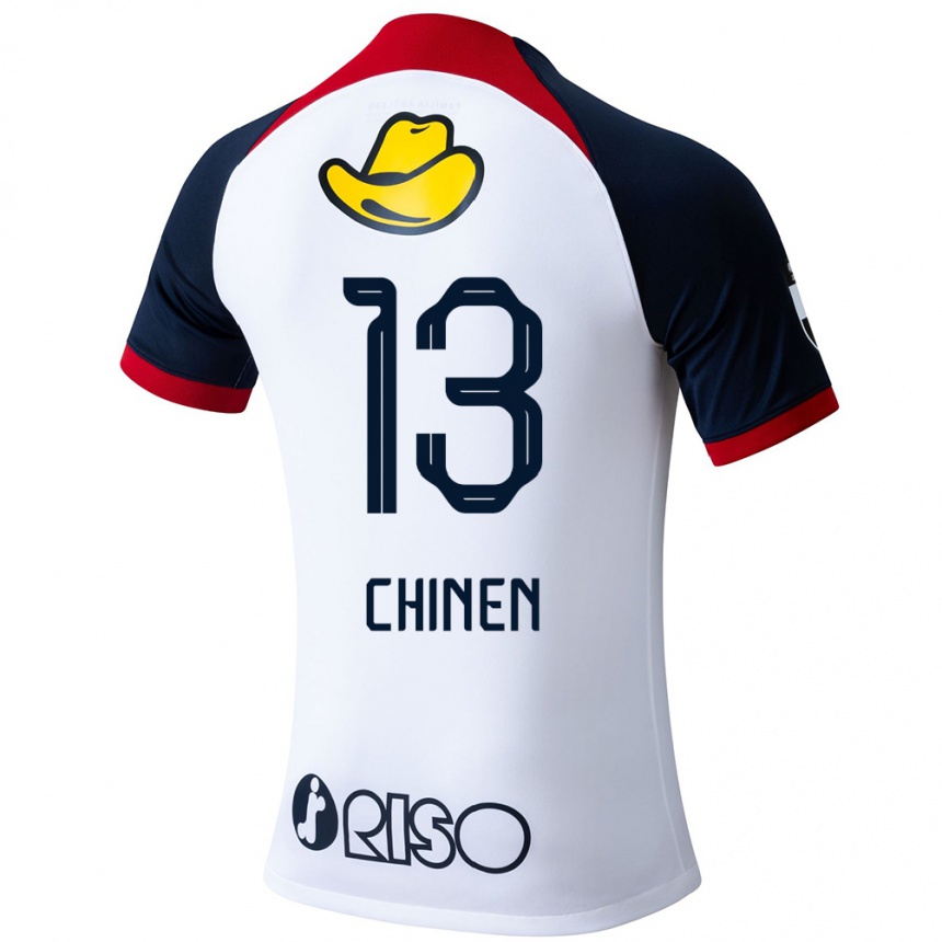 Enfant Football Maillot Kei Chinen #13 Blanc Bleu Rouge Tenues Extérieur 2024/25 Canada