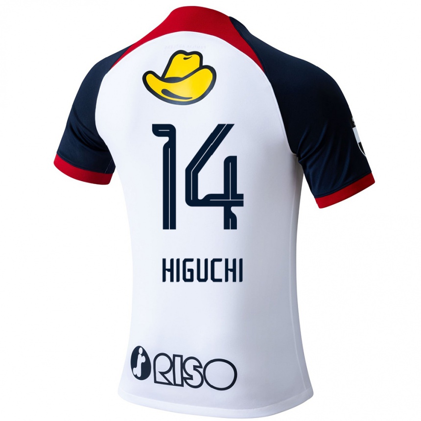 Kids Football Yuta Higuchi #14 White Blue Red Away Jersey 2024/25 T-Shirt Canada