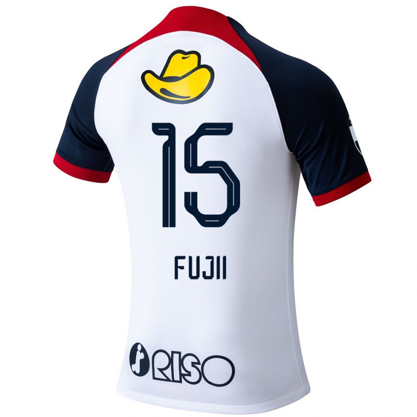 Kids Football Tomoya Fujii #15 White Blue Red Away Jersey 2024/25 T-Shirt Canada