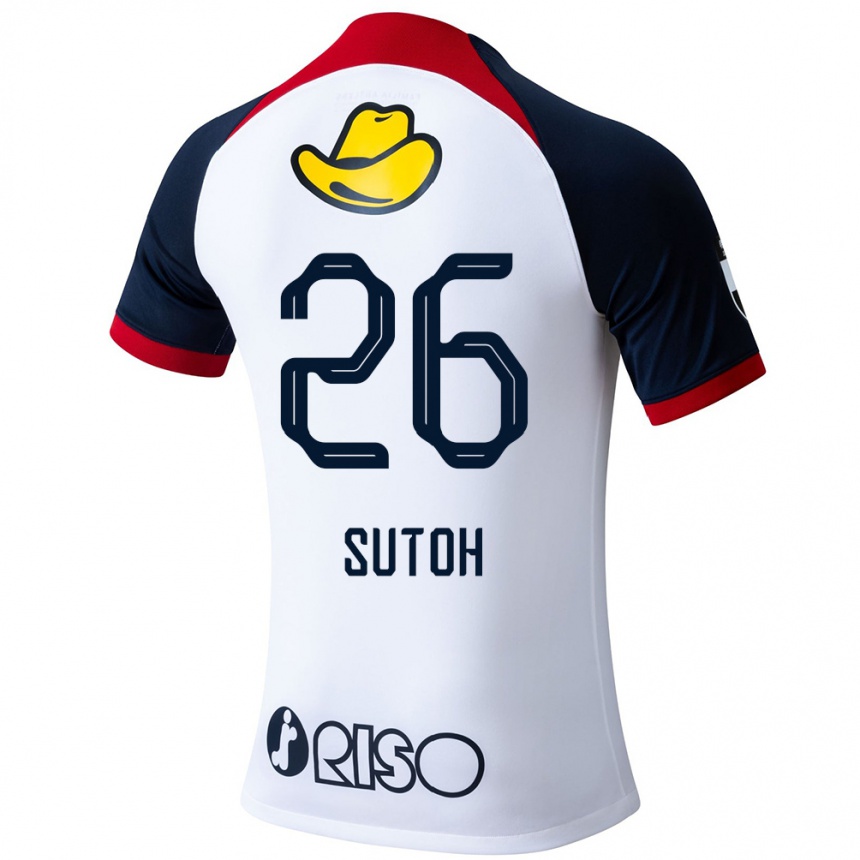 Kids Football Naoki Suto #26 White Blue Red Away Jersey 2024/25 T-Shirt Canada