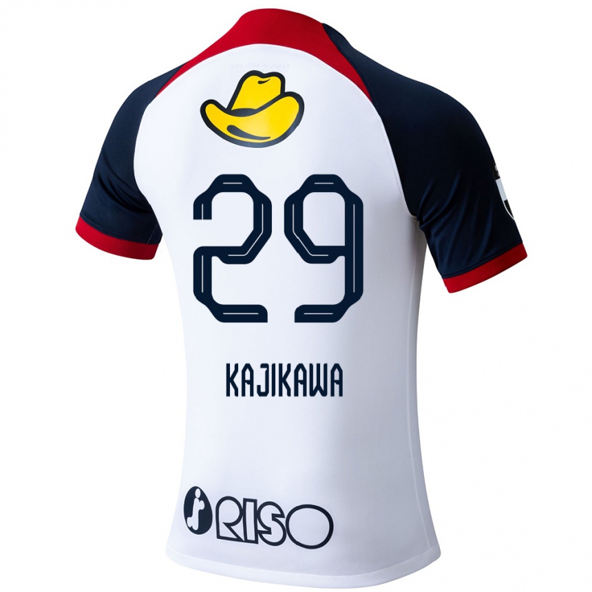 Kids Football Yuji Kajikawa #29 White Blue Red Away Jersey 2024/25 T-Shirt Canada