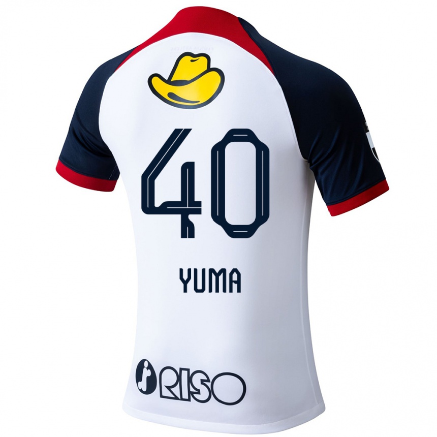 Enfant Football Maillot Yuma Suzuki #40 Blanc Bleu Rouge Tenues Extérieur 2024/25 Canada