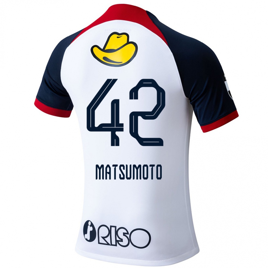 Kids Football Haruto Matsumoto #42 White Blue Red Away Jersey 2024/25 T-Shirt Canada