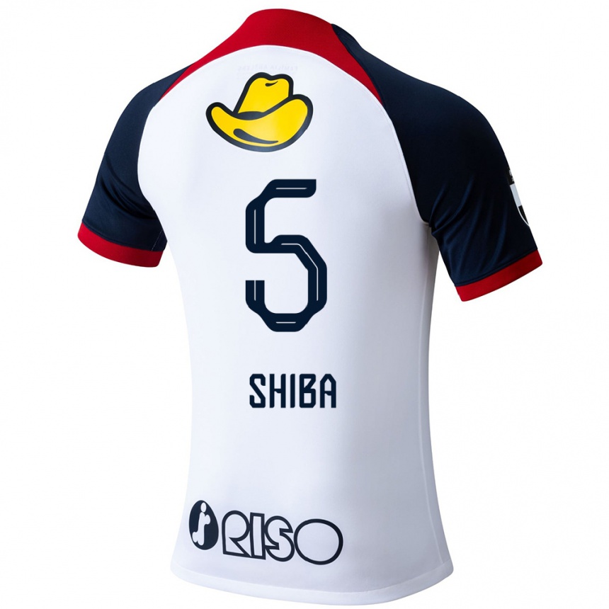 Kids Football Rikuto Shiba #5 White Blue Red Away Jersey 2024/25 T-Shirt Canada