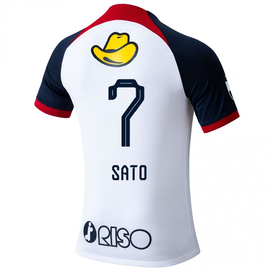 Kids Football Mihiro Sato #7 White Blue Red Away Jersey 2024/25 T-Shirt Canada