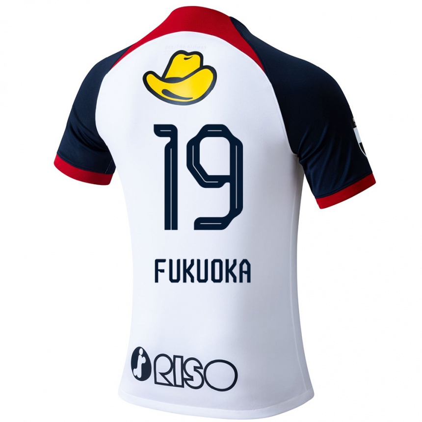 Kids Football Yuwa Fukuoka #19 White Blue Red Away Jersey 2024/25 T-Shirt Canada