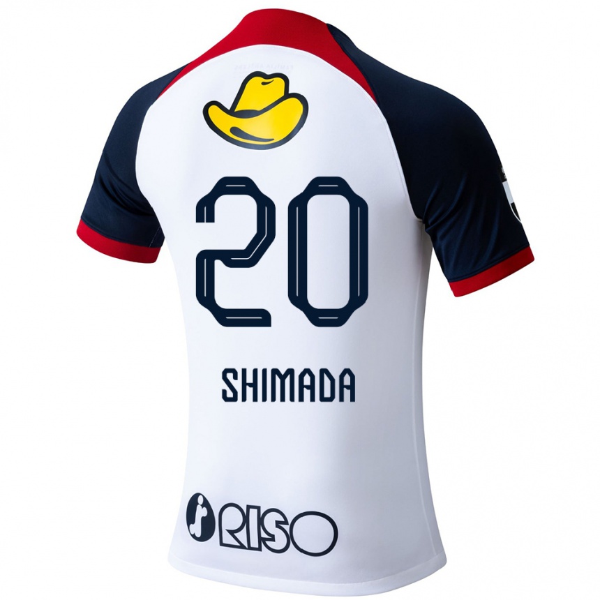 Kids Football Victor Shimada #20 White Blue Red Away Jersey 2024/25 T-Shirt Canada