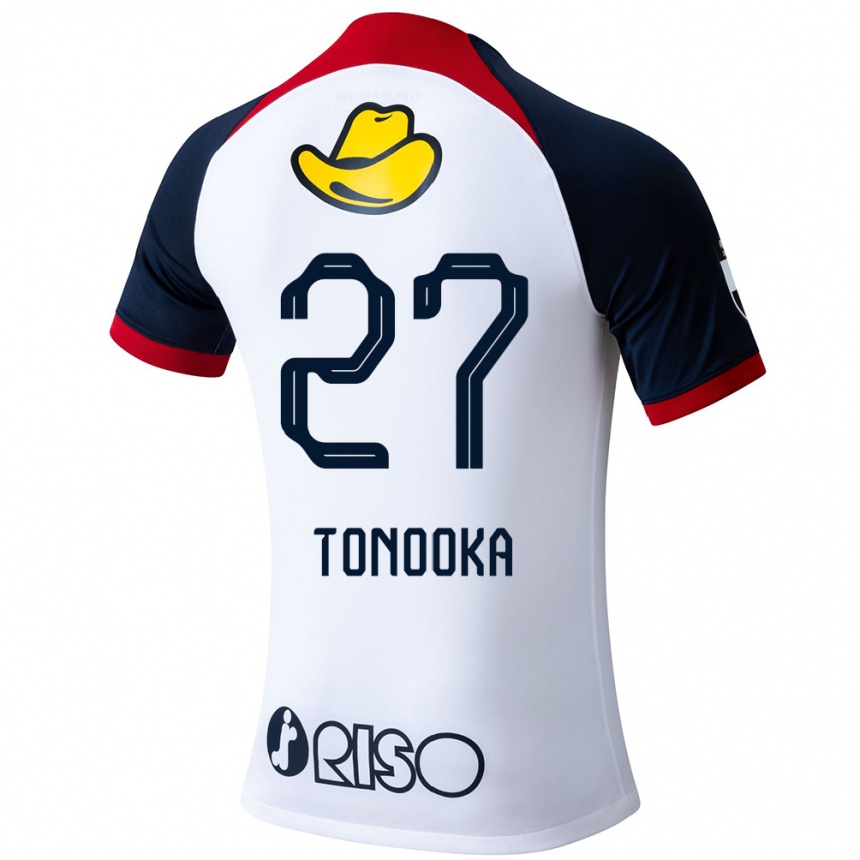 Kids Football Ryota Tonooka #27 White Blue Red Away Jersey 2024/25 T-Shirt Canada