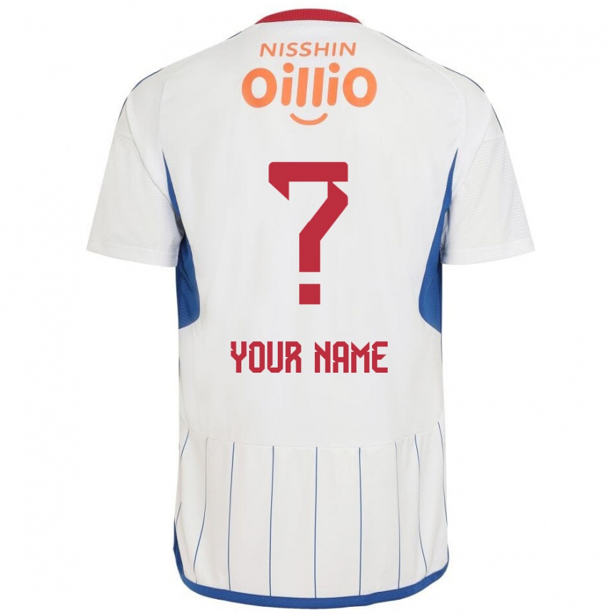 Kids Football Your Name #0 White Blue Red Away Jersey 2024/25 T-Shirt Canada