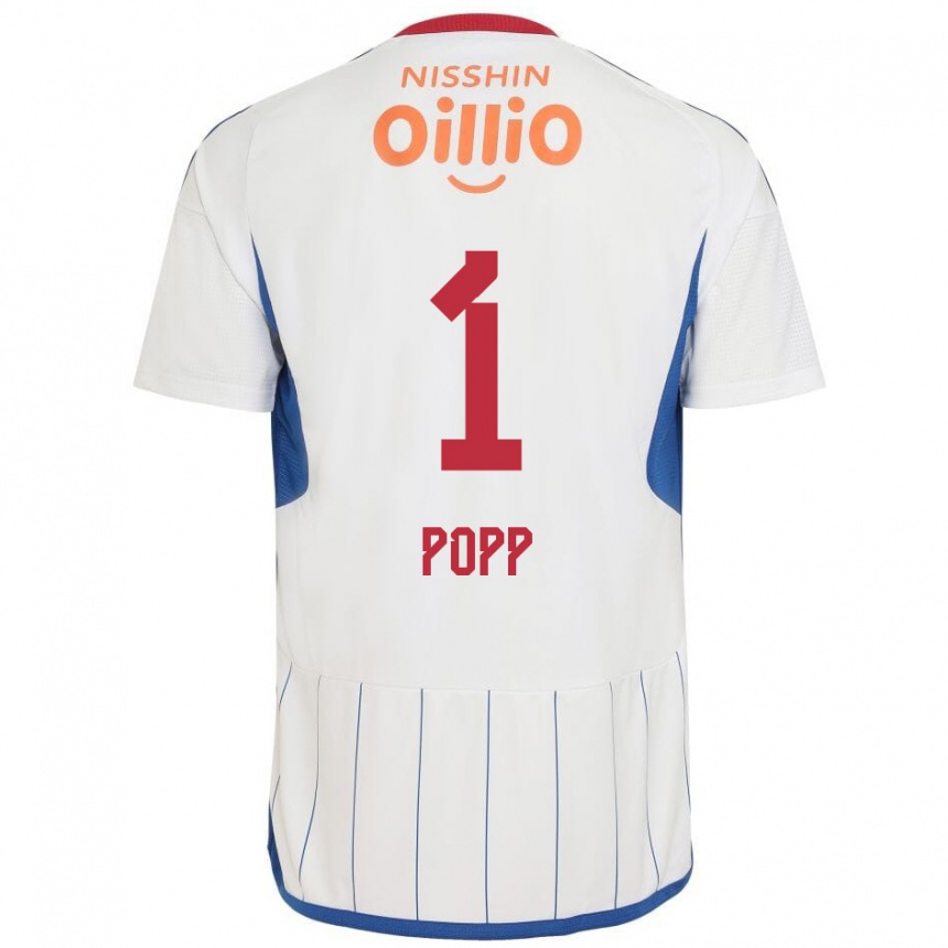 Enfant Football Maillot William Popp #1 Blanc Bleu Rouge Tenues Extérieur 2024/25 Canada