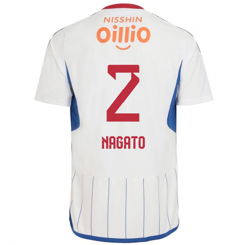 Kids Football Katsuya Nagato #2 White Blue Red Away Jersey 2024/25 T-Shirt Canada