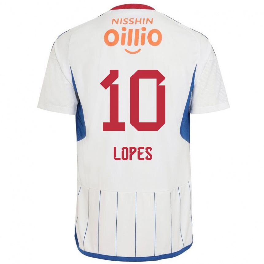 Kids Football Anderson Lopes #10 White Blue Red Away Jersey 2024/25 T-Shirt Canada