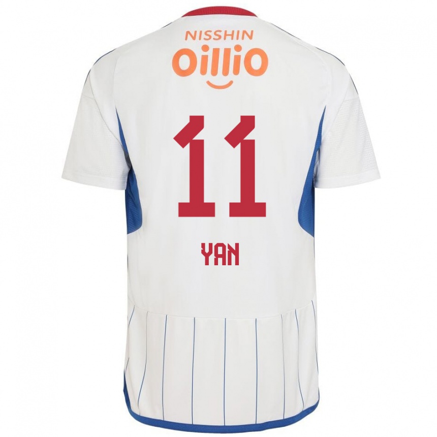 Kids Football Yan #11 White Blue Red Away Jersey 2024/25 T-Shirt Canada