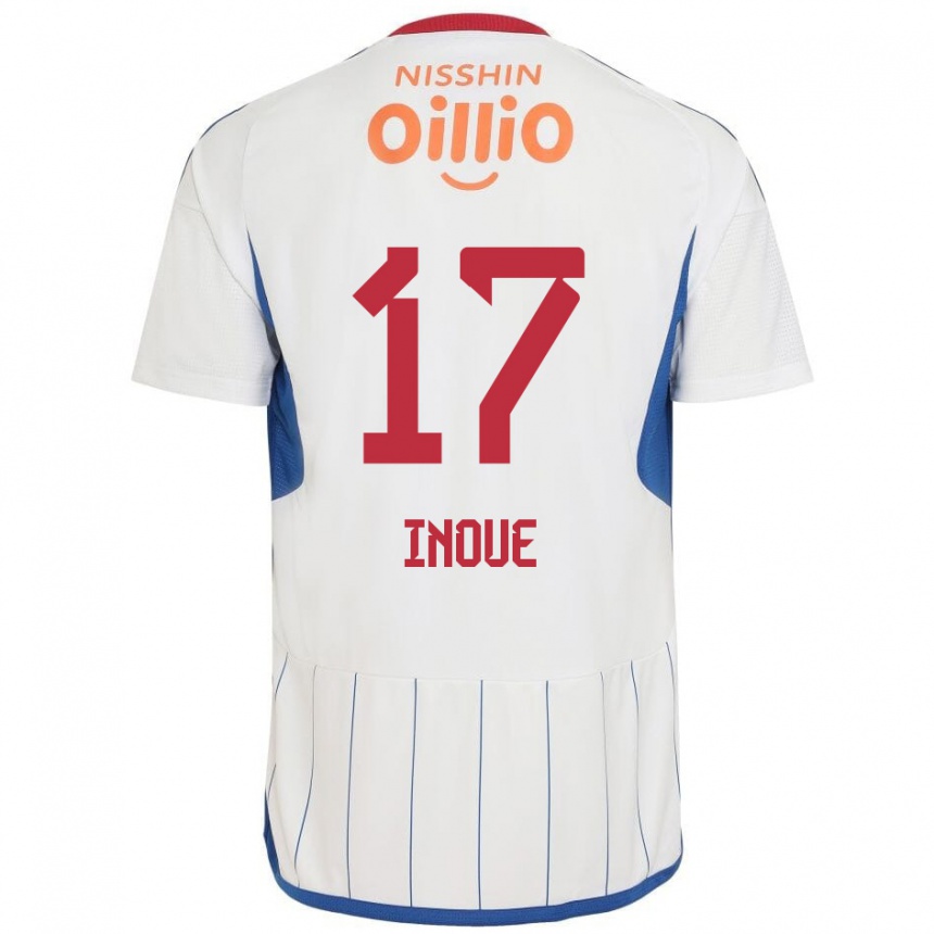 Enfant Football Maillot Kenta Inoue #17 Blanc Bleu Rouge Tenues Extérieur 2024/25 Canada