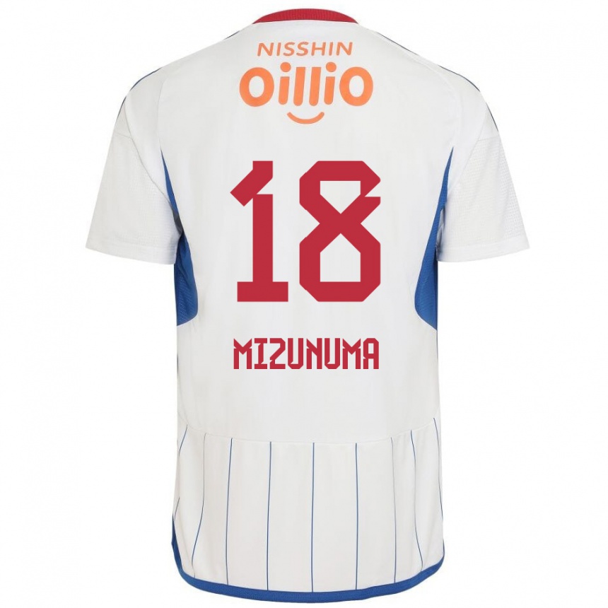 Kids Football Kota Mizunuma #18 White Blue Red Away Jersey 2024/25 T-Shirt Canada