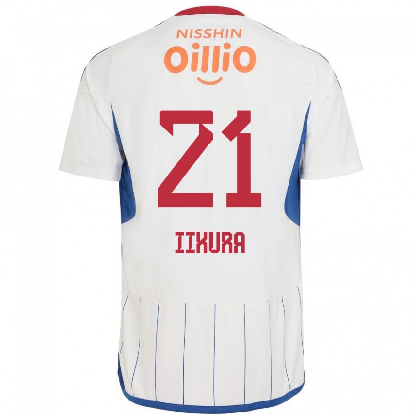 Enfant Football Maillot Hiroki Iikura #21 Blanc Bleu Rouge Tenues Extérieur 2024/25 Canada