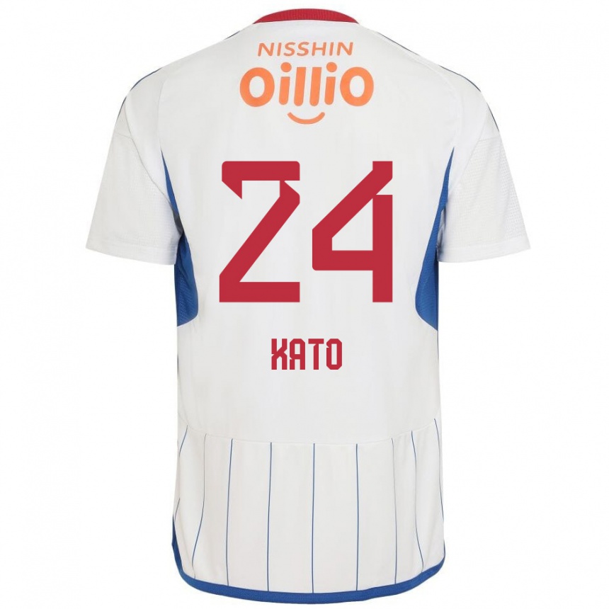 Enfant Football Maillot Hijiri Kato #24 Blanc Bleu Rouge Tenues Extérieur 2024/25 Canada