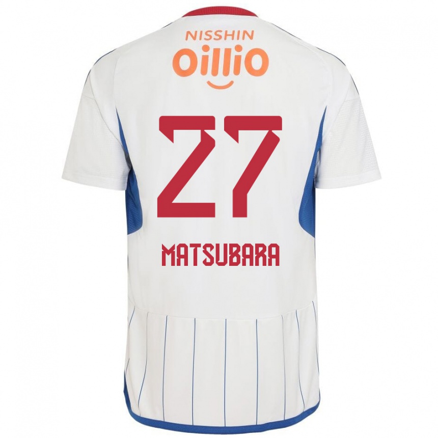 Kids Football Ken Matsubara #27 White Blue Red Away Jersey 2024/25 T-Shirt Canada