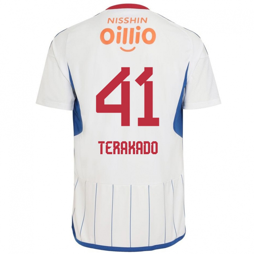 Kids Football Riku Terakado #41 White Blue Red Away Jersey 2024/25 T-Shirt Canada