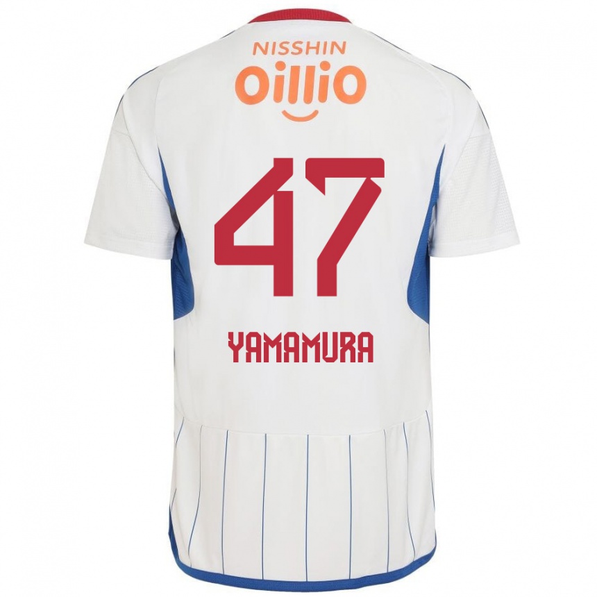 Kids Football Kazuya Yamamura #47 White Blue Red Away Jersey 2024/25 T-Shirt Canada