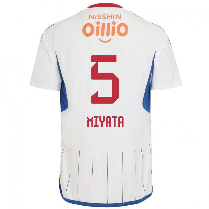 Kids Football Haru Miyata #5 White Blue Red Away Jersey 2024/25 T-Shirt Canada