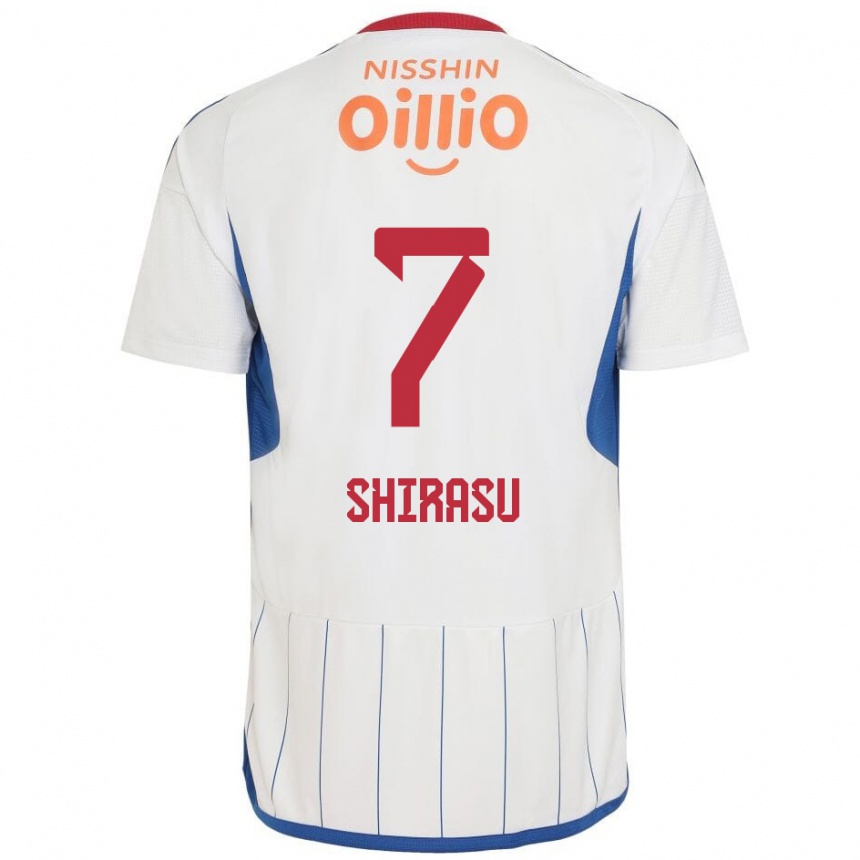 Enfant Football Maillot Kento Shirasu #7 Blanc Bleu Rouge Tenues Extérieur 2024/25 Canada