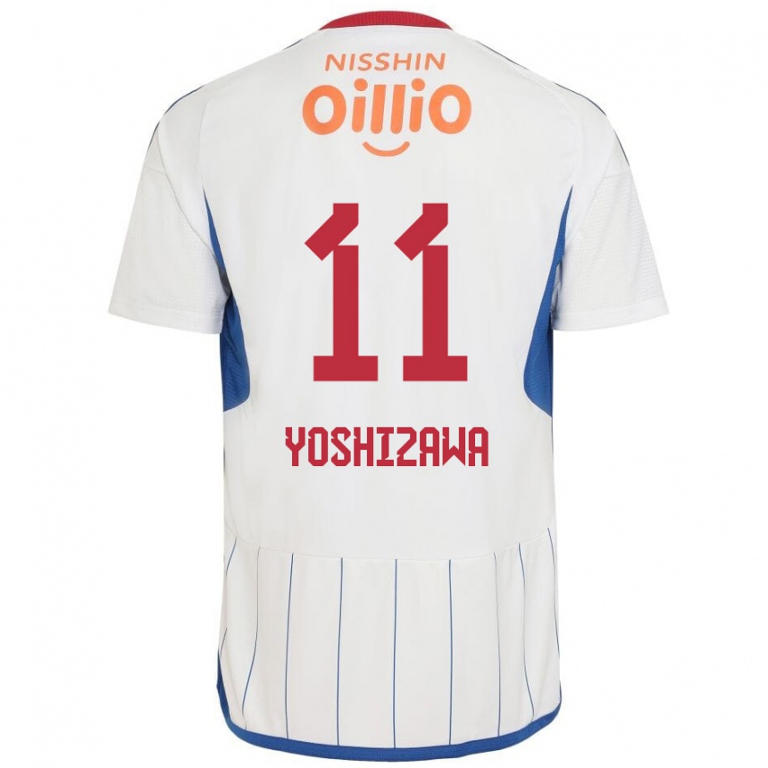 Enfant Football Maillot Mirai Yoshizawa #11 Blanc Bleu Rouge Tenues Extérieur 2024/25 Canada