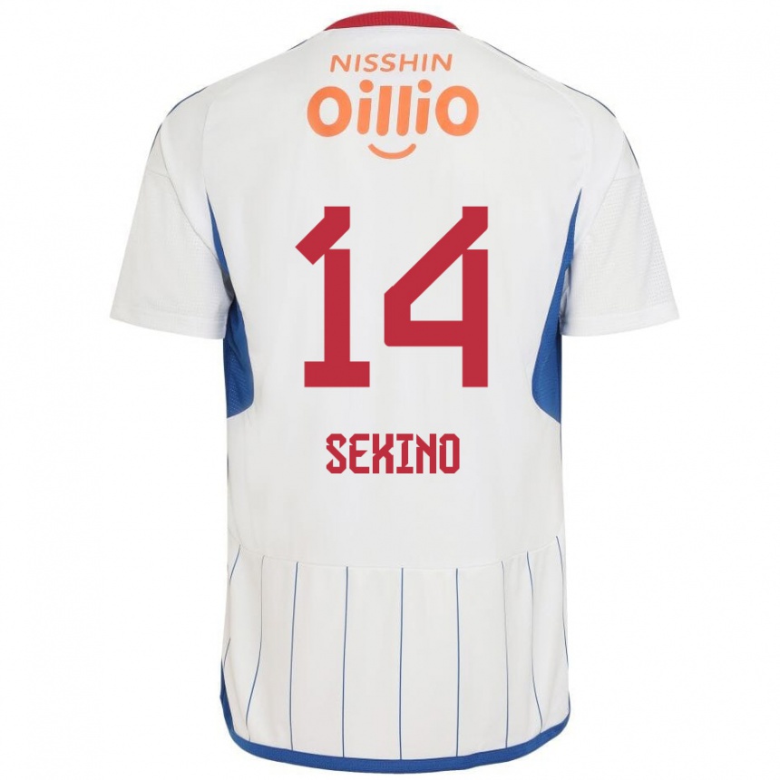 Kids Football Aiki Sekino #14 White Blue Red Away Jersey 2024/25 T-Shirt Canada