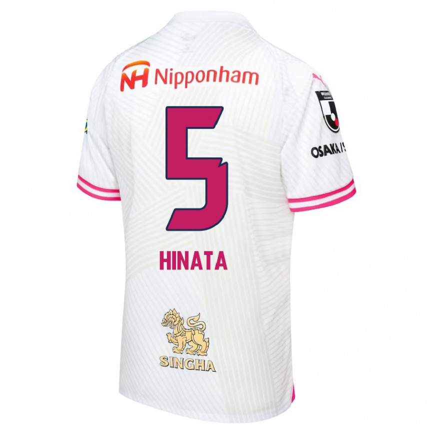 Kids Football Hinata Kida #5 White Pink Away Jersey 2024/25 T-Shirt Canada