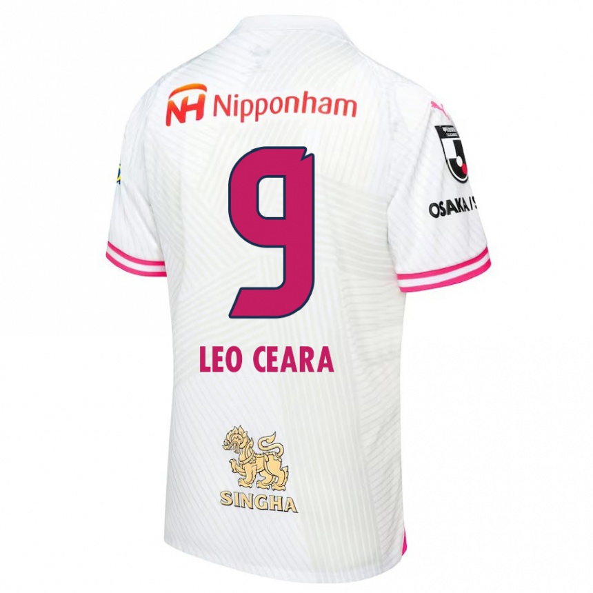 Kids Football Léo Ceará #9 White Pink Away Jersey 2024/25 T-Shirt Canada