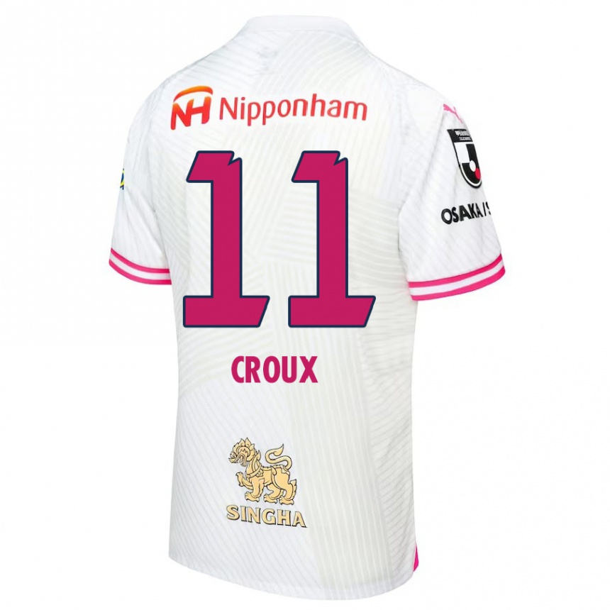 Kids Football Jordy Croux #11 White Pink Away Jersey 2024/25 T-Shirt Canada