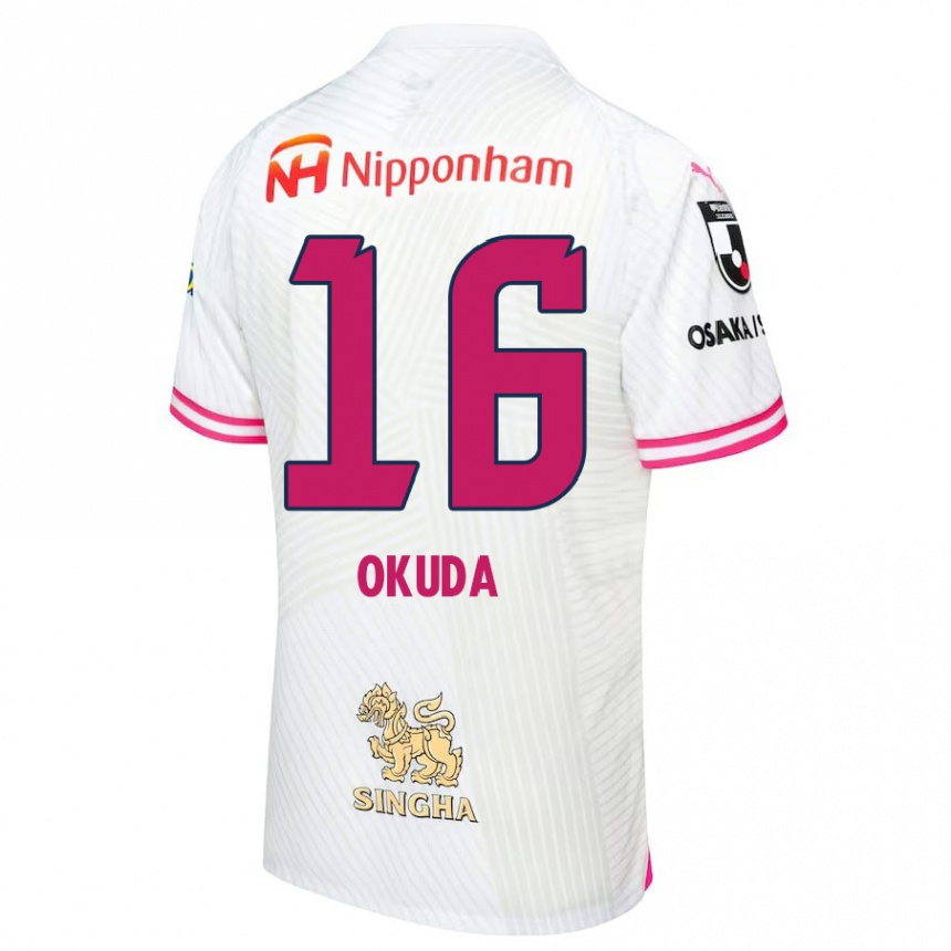 Kids Football Hayato Okuda #16 White Pink Away Jersey 2024/25 T-Shirt Canada