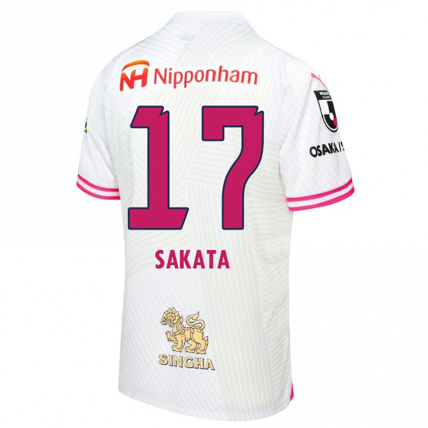 Kids Football Reiya Sakata #17 White Pink Away Jersey 2024/25 T-Shirt Canada