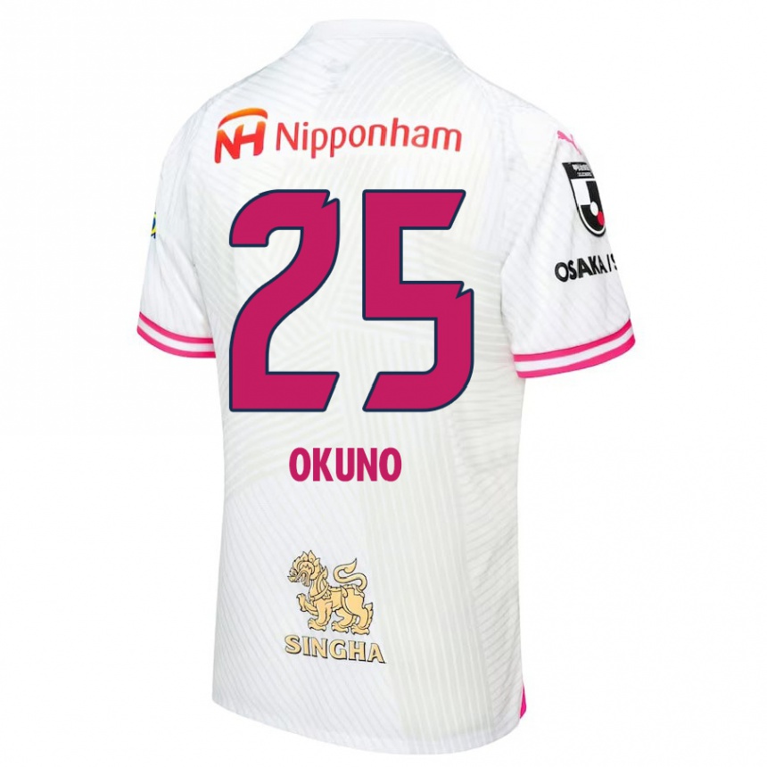 Kids Football Hiroaki Okuno #25 White Pink Away Jersey 2024/25 T-Shirt Canada