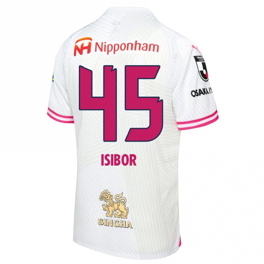 Kids Football Ken Isibor #45 White Pink Away Jersey 2024/25 T-Shirt Canada